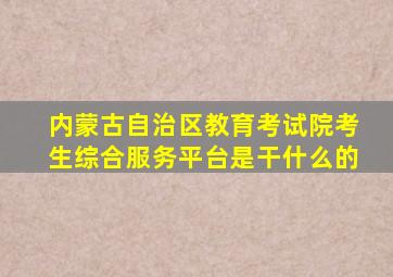 内蒙古自治区教育考试院考生综合服务平台是干什么的