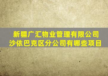 新疆广汇物业管理有限公司沙依巴克区分公司有哪些项目
