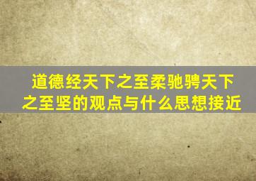 道德经天下之至柔驰骋天下之至坚的观点与什么思想接近