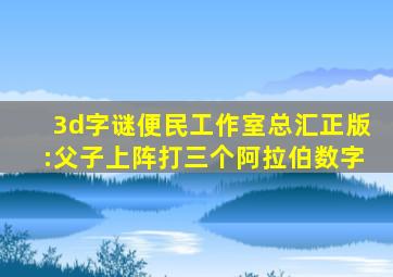 3d字谜便民工作室总汇正版:父子上阵打三个阿拉伯数字