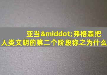 亚当·弗格森把人类文明的第二个阶段称之为什么